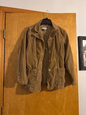 Caribbean Joe Women's Tan Cotton Corduroy Button-Down Blazer Jacket Size Small